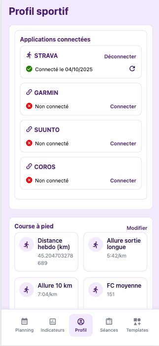 Résumé du profil et génération de plan